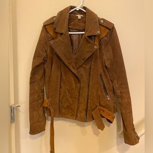 Leather suede-finish Moto jacket ⚡️